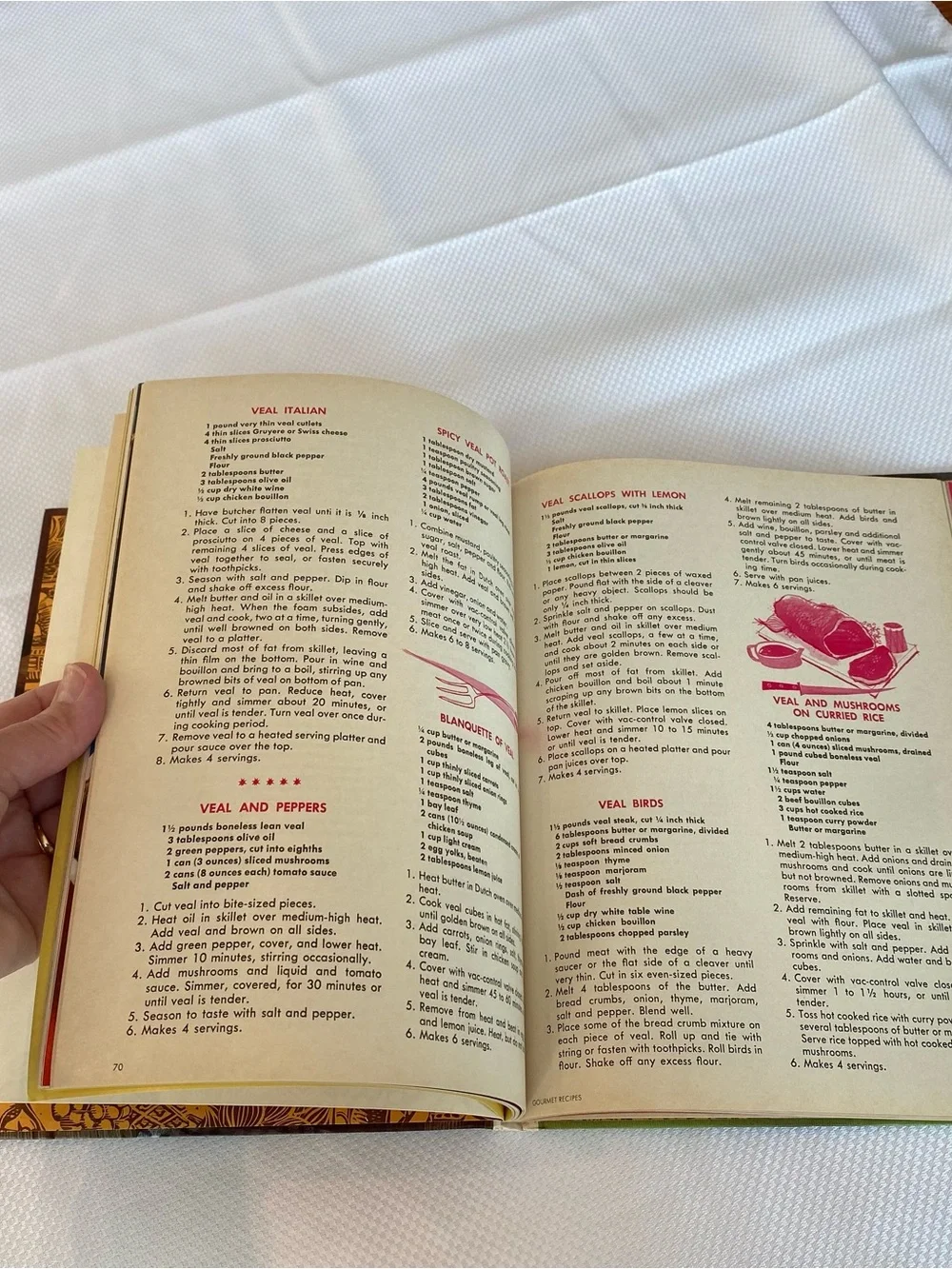 Quick and Easy Gourmet Recipes Cookbook - Brown/Red Cover 1960s
